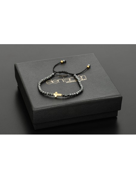 Silver cross on hematite
